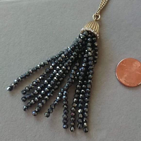 J. Crew Layer Necklace with crystal bead tassel pendant. - Picture 9 of 10